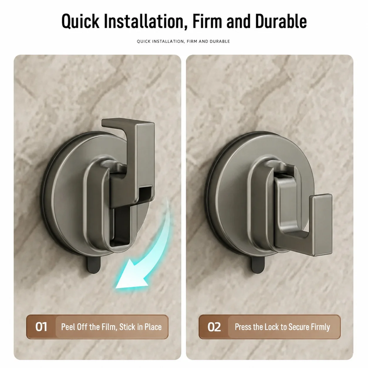1/2PCS Vacuum Suction Cup Hooks, Strong No-Drill Reusable ABS Wall Hangers for Bathroom Kitchen Towels Keys Doors