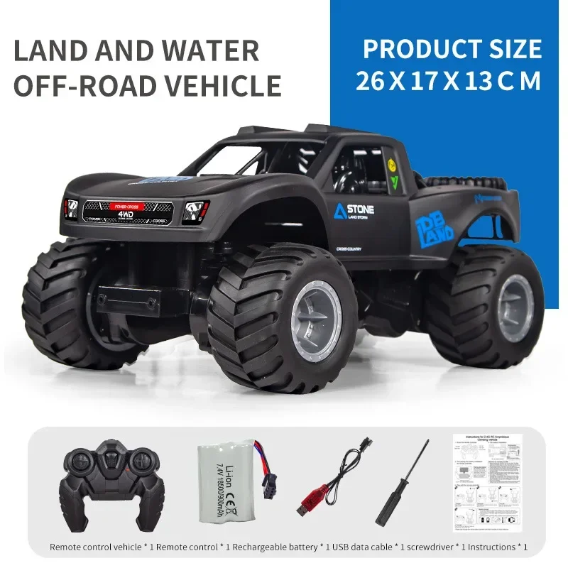 Nieuwe 4WD amfibische klimauto met Engelse handleiding waterdichte RC-controleauto voor kinderen spelen terreinwagen met 900mAh-batterij