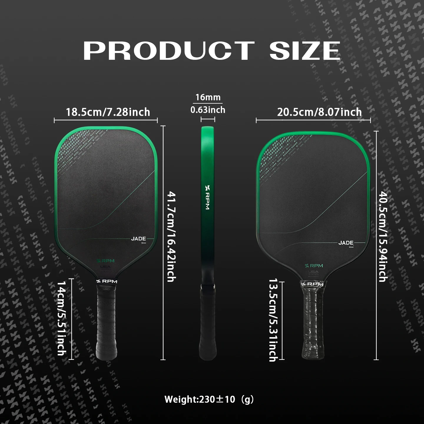 RPM Jade Thermogeformter Pickleball-Schläger mit Karborund-Oberfläche und MPP-Schaumkern für Verbesserten Spin, Geeignet für Fortgeschrittene Spieler – Detail 1