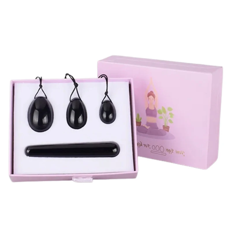 

Yoni Egg Natural Black Obsidian Jade Eggs Massage Ball Set Women Vaginal Muscle Exerciser Body Massager Health Care Kegel Ball