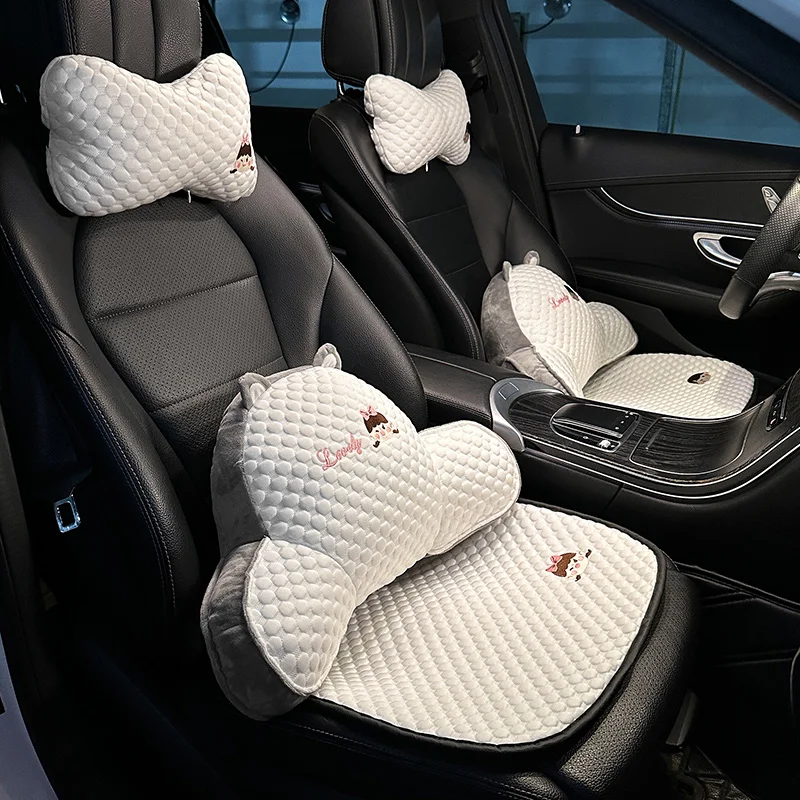 

New Cartoon Cute Comfortable Soft Ice Silk Girl Boy Lumbar Support Car Waist Neckpillow Car Interior Ornaments