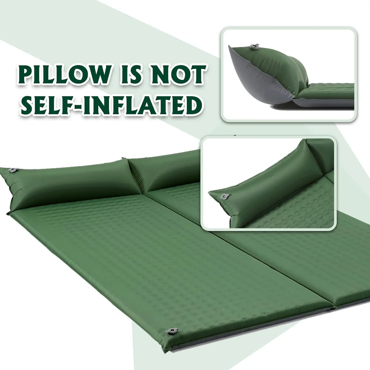 

Outdoor Camping Inflatable Mattress, Sleeping Pad with Pillows, Ultralight Air Mat, Built Automatic Inflation Cushion for Travel