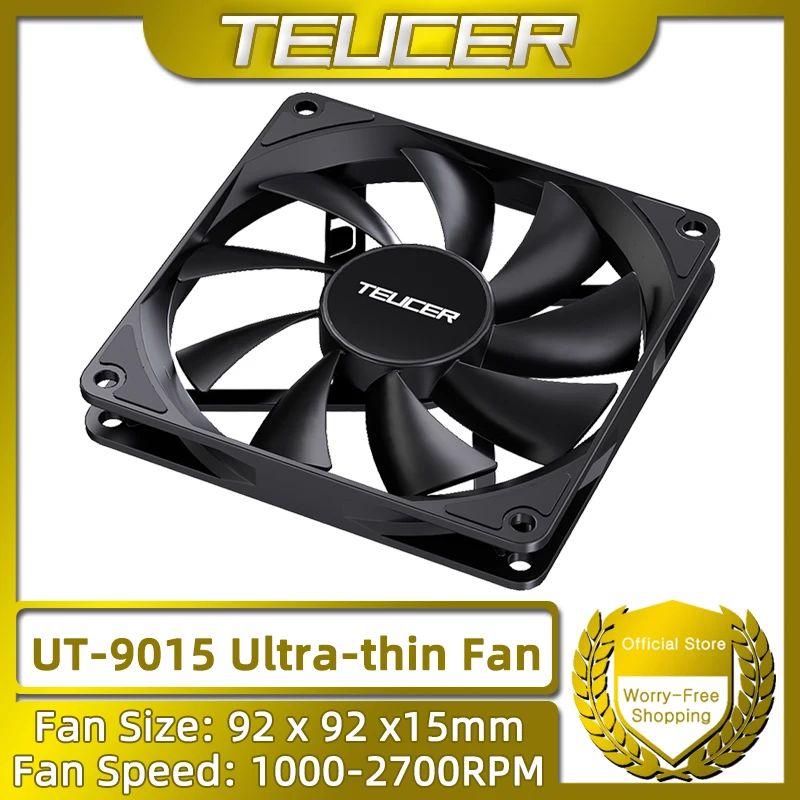 TEUCER UT-9015 92mm 12V 4Pin PWM 1000-2700RPM Ultracienki wentylator do obudów ATX i chłodnic procesorów