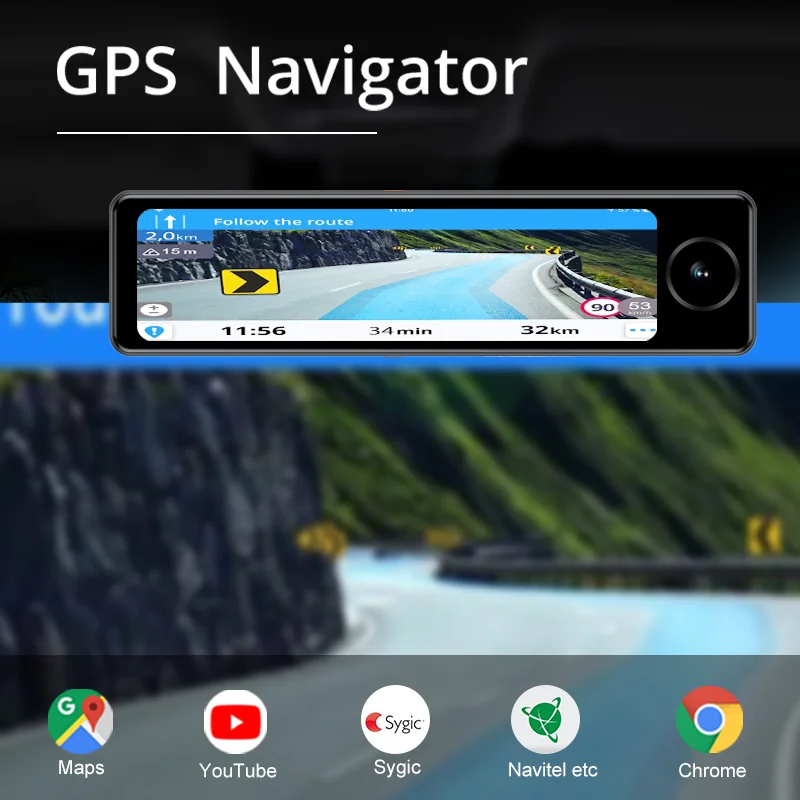 4G WiFi 3 Camera 2+32GB 7.84'' FHD 1080P Rearview Mirror Special Bracket Auto DashCam Android 5.1 ADAS Car DVR