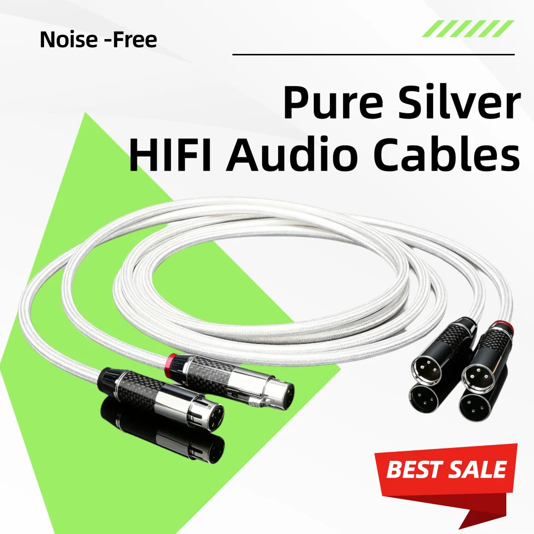 

Пара кабелей RCA из чистого серебра, супермягкий 3-контактный XLR-кабель, HIFI-кабель для подключения аудиоустройств, для DAC, DVD, усилителей
