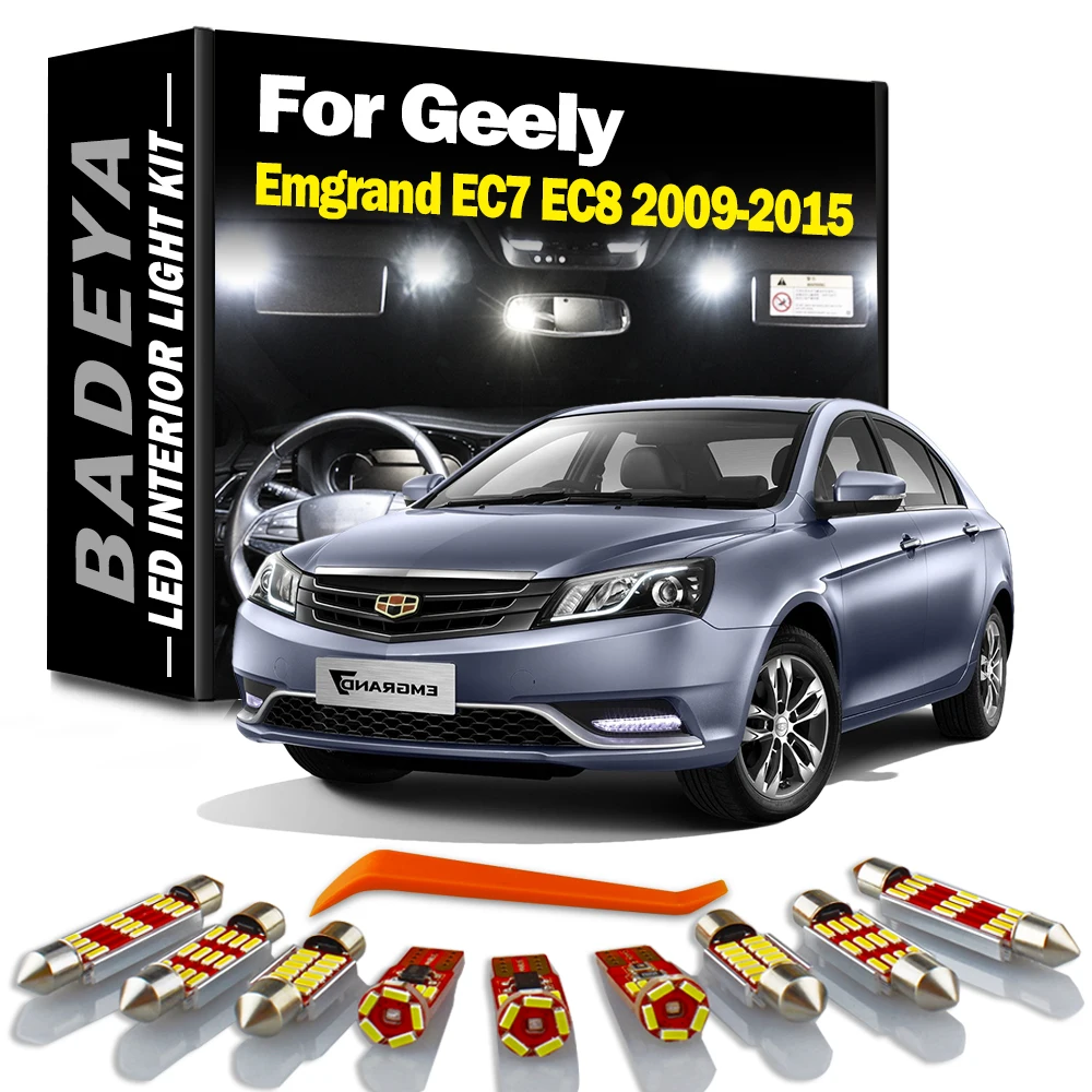 BADEYA 7 sztuk Samochodowe oświetlenie LED do czytania w bagażniku Zestaw do Geely Emgrand EC7 EC8 2009 2010 2011 2012 2013 2014 2015 Akcesoria