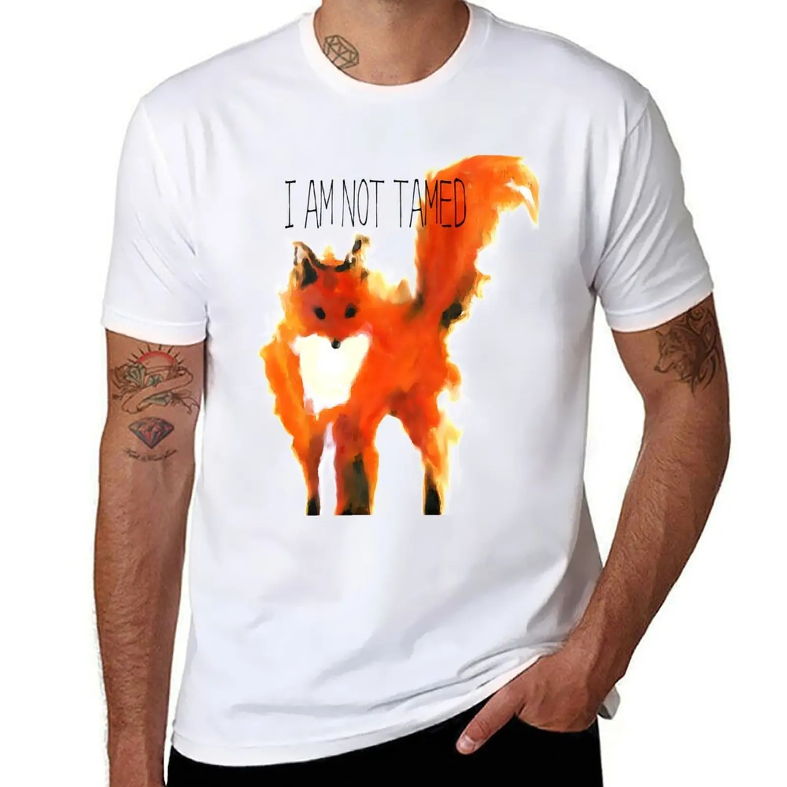 

Футболка I Am Not Tamed - Fox Art, футболка с аниме, хлопковые футболки, высококачественная черная хлопковая футболка, простая мужская упаковка, футболка