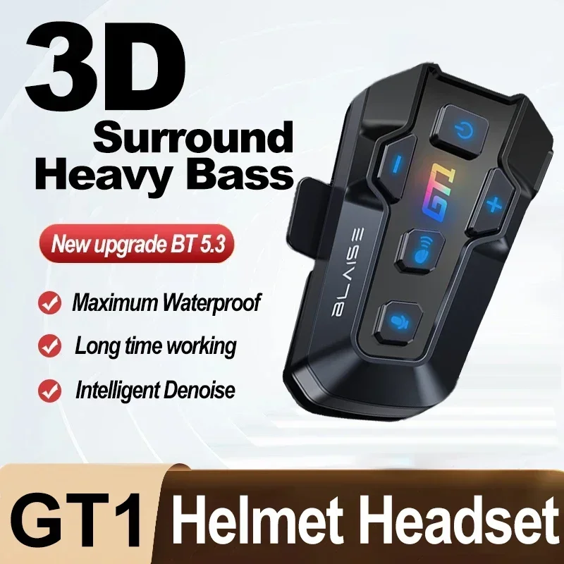 BLAISE GT1 interkom Bluetooth sepeda motor, Interphone Headset Speaker komunikasi helm Grup pengendara 1000m 2 pengendara