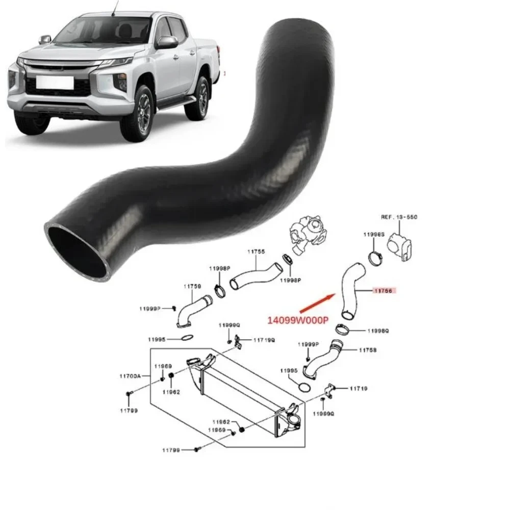 1 Piece 14099W000P Inter Cooler Outlet Air Hose for Pajero Sport L200 2017-2020 Triton KL1T 2.4D 4N15 Intercooler Pipe 1505A775