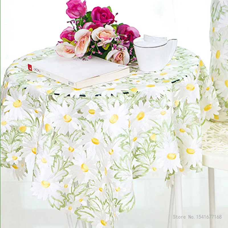 

Pastoral Chrysanthemum Flower Hollow Decorative Embroidery Modern Square Table Flag Pad Multi-purpose Rectangular Tablecloth 1Pc