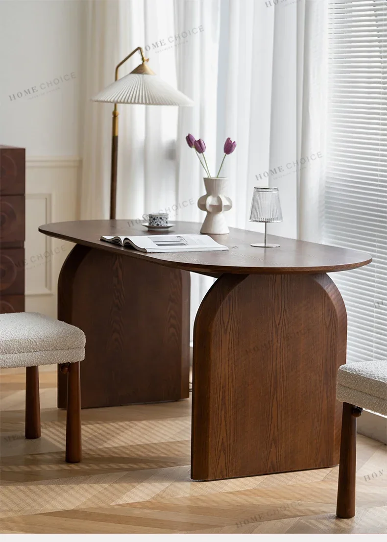 

Скандинавский простой обеденный стол из массива дерева для дома, небольшой квартиры, овальный обеденный стол.