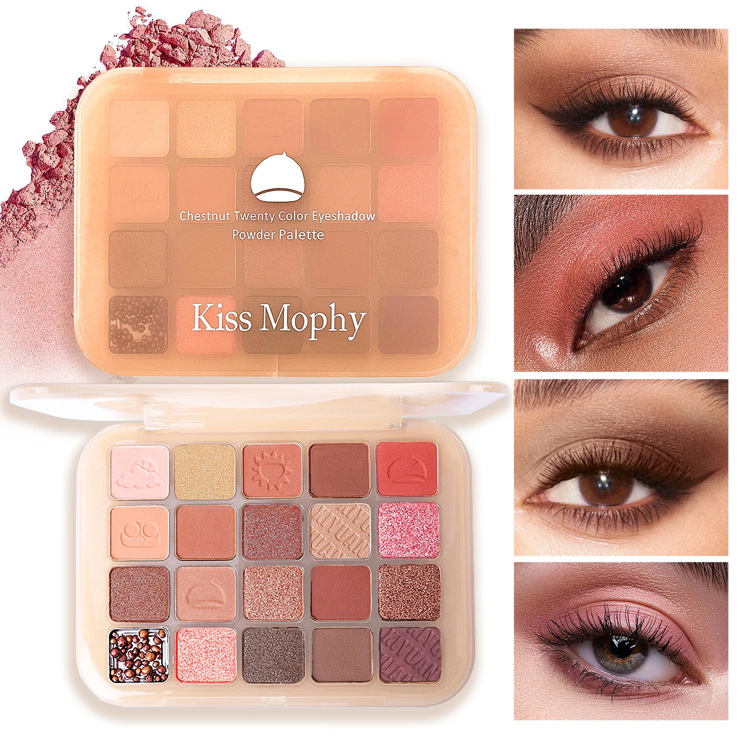 チェスナット 20 シェード アイシャドウ パレット 真珠光沢のあるマット 地味なザクロの種 クリスピーライス フォーミュラで長時間着用可能