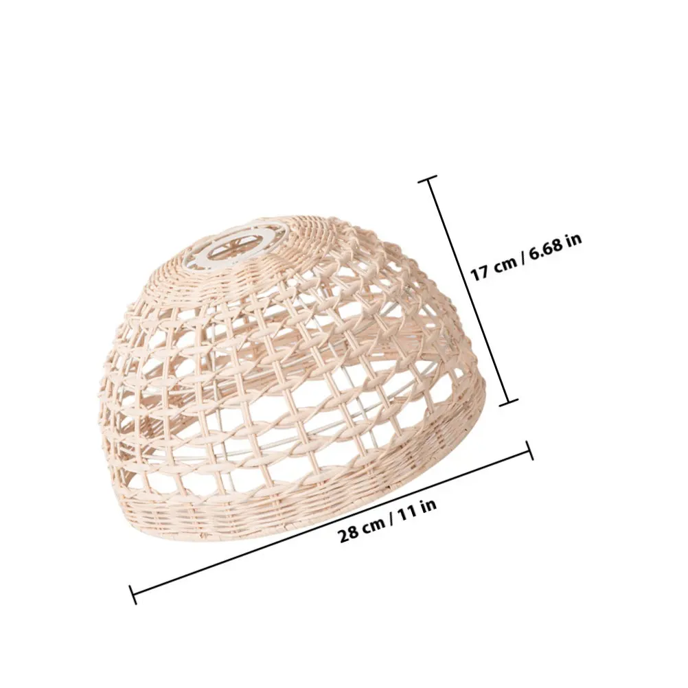 Woven Pendant Lamp Shade Handwoven Lampshade Rustic Wood Hanging Lamp Shade Replacement for Ceiling Light Fixture Chic Interior
