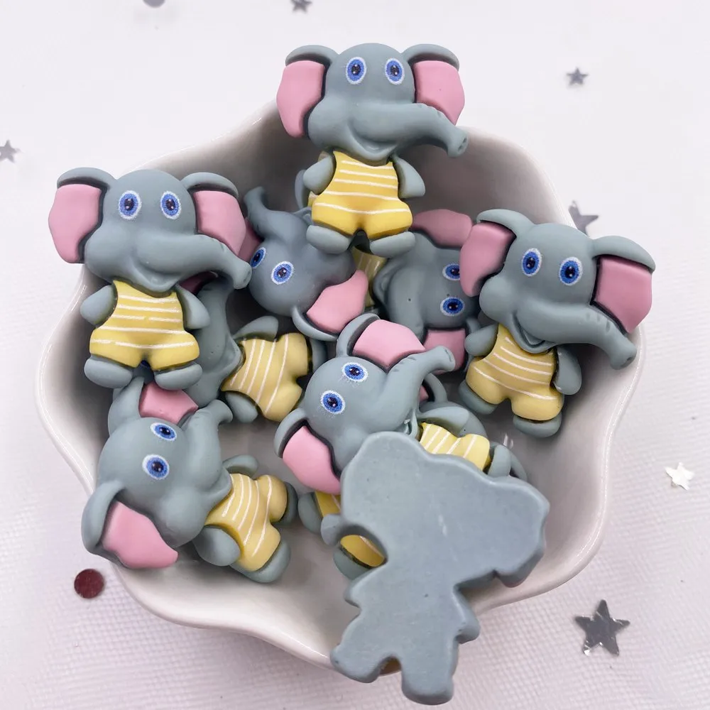 Hand Painted Resin Kawaii Colorful Rabbit Elephant Fox Bear Dinosaur Flatback Stone Figurine 12PCS Scrapbook DIY Decor Crafts