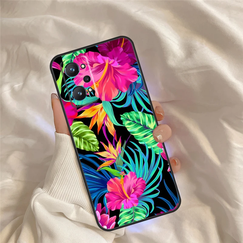 Tropical aloha Hibiscus  pattern For Realme C55 C35 C33 C31 C30 C25 C21Y C15 C11 GT Neo 5 3 2 Realme 9 10 11 Pro Plus Case