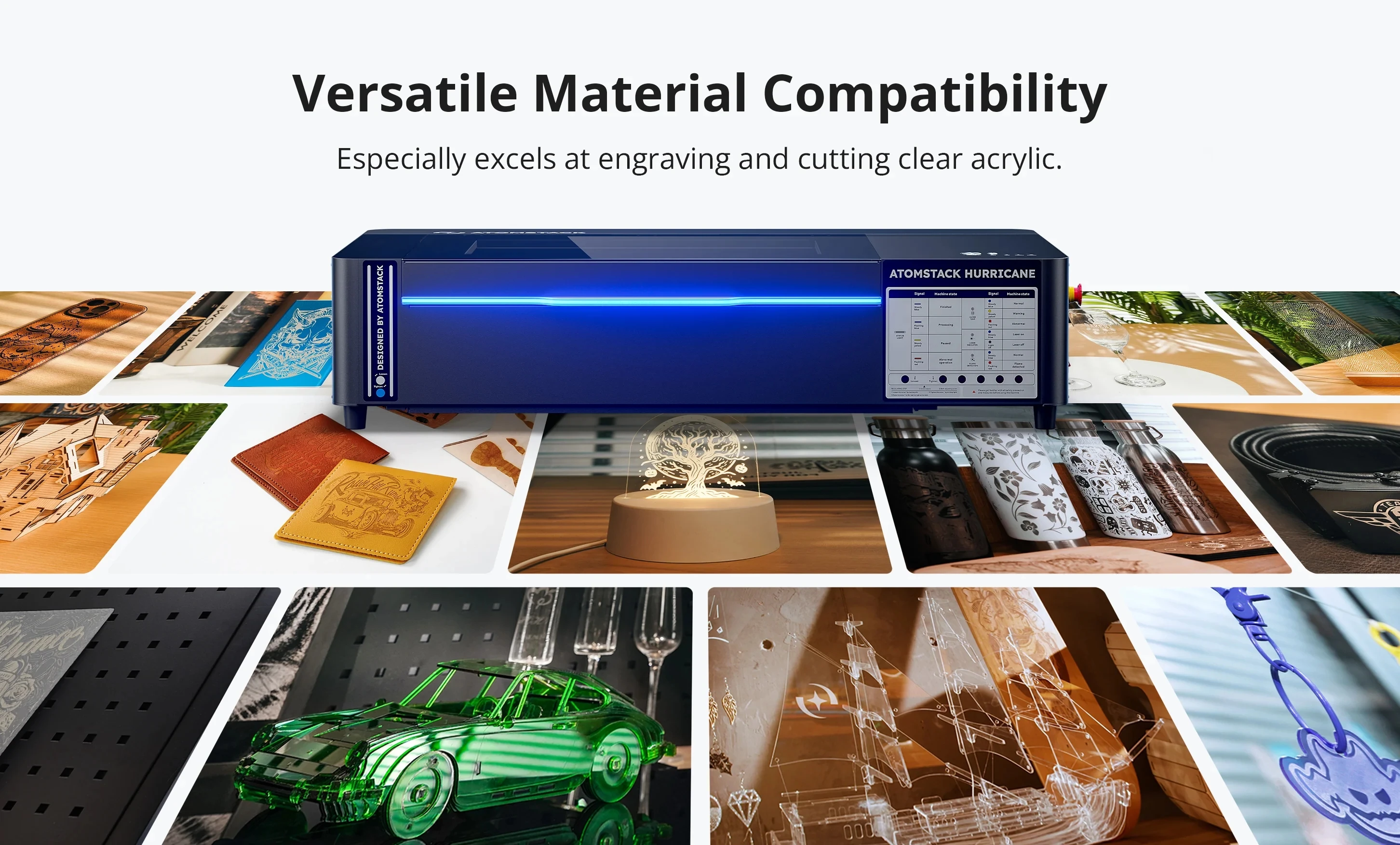 Atomstack Hurricane 55W Co2 ال - مراجعة Industrial Laser Engraver For Wood وسعره