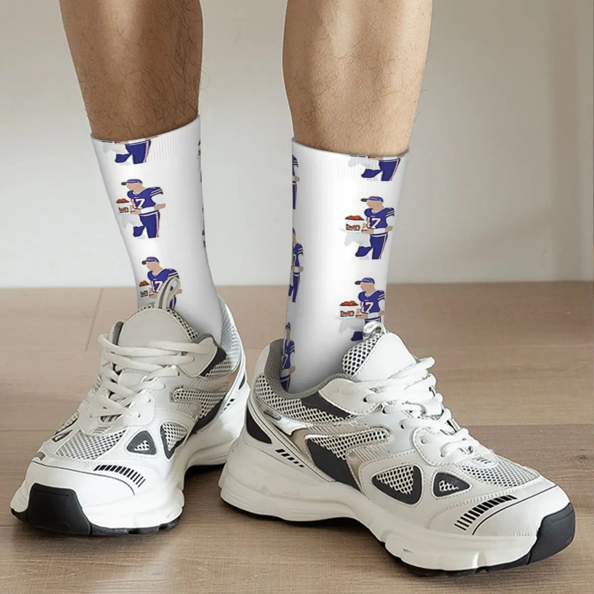 Josh Allen, Buffalo Bills, Duff\'s Chicken Wings Sticker Socks Sweat Absorbing Stockings All Season Long Socks Accessories