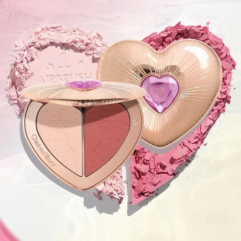 

Румяна-хайлайтер Charlotte Tilbury Starlight Powder Blusher, двухцветный диск Love Gem, двухцветные румяна-пудра Rosy's Same, косметика того же бренда