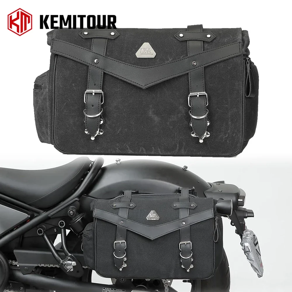 

Motorcycle Saddle Bag Retro Canvas Side Saddlebags Universal for Motorbike Scooter Dirt Bike Outdoor Travel Luggage Panniers Bag