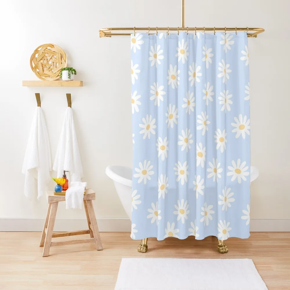 

Daisies Baby Blue Shower Curtain Shower Sets For Bathroom Cover Waterproof Shower Waterproof Bath And Anti-Mold Curtain