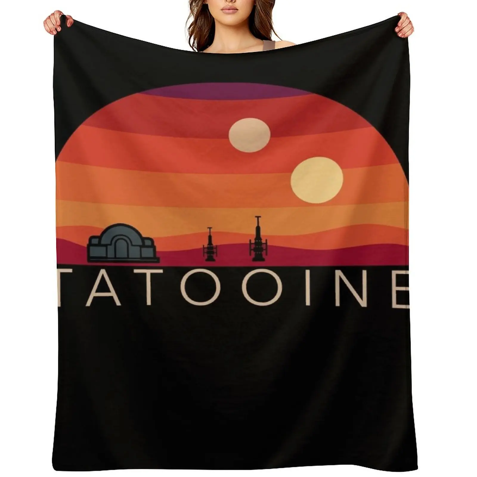

Tatooine desert planet with 2 suns Throw Blanket Custom Retros Sofa Throw Sofas Blankets