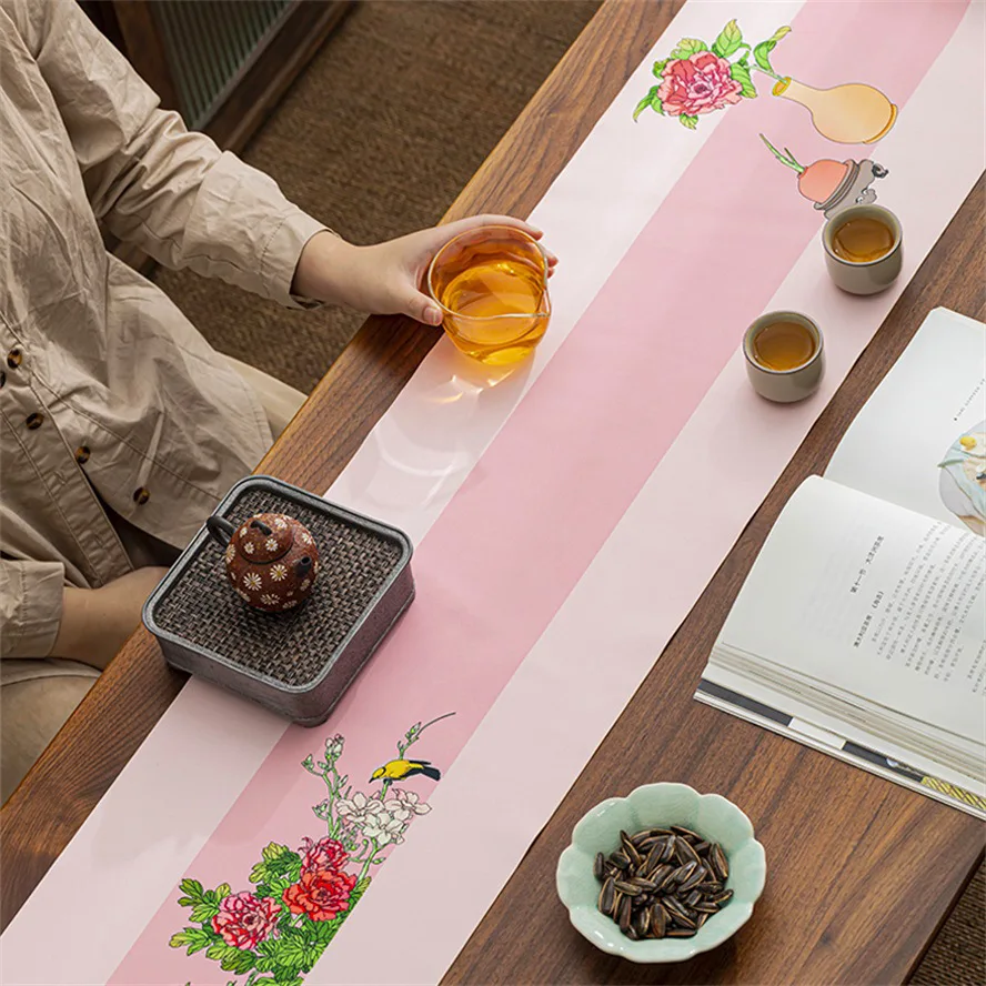 Chinese Zen Tea Runner Waterproof Fabric Table Mat Kung Fu Tea Home Tabletop Decor Craft Gift Tea Accessory