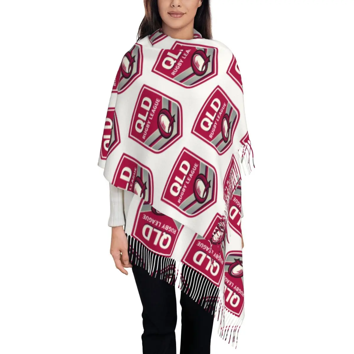 

Queensland Maroons Scarf Tassel Scarves for Women Soft Warm Shawls and Wraps Long Fall Winter Shawl Wrap