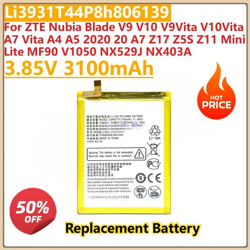 

New Battery For ZTE Nubia Blade V9 V10 V9Vita V10Vita A7 Vita A4 2020 20 A7 Z17 Z5S Z11 A5 Mini Lite MF90 V1050 NX529J NX403A
