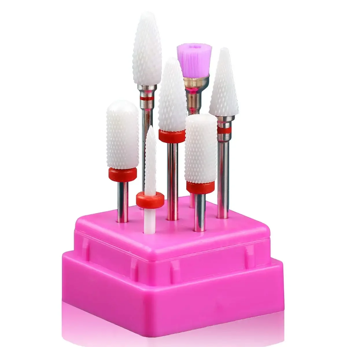 

Ceramic Nail Drill Bits Set, 7Pcs Gel Polish, Cuticle Manicure Tools, Milling Cutter with Holder