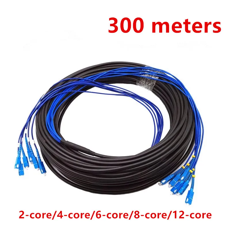 Outdoor SC UPC Armored Optical Cable, Single Mode, 2-core,4-core,6-core,8-core,12-core, Hard Not Soft Fiber Optic Cable,300m