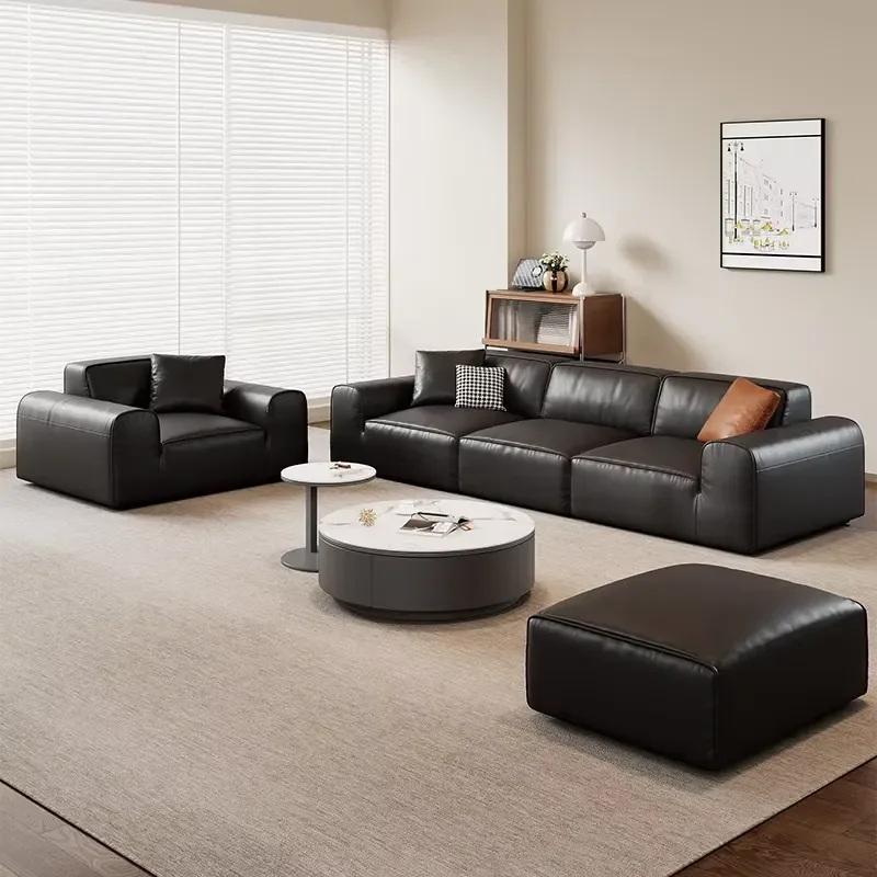 Italian high-end luxury designer style living room furniture set, modern leather sofa set