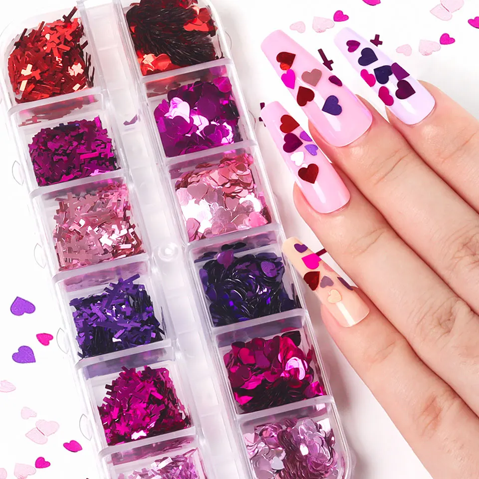 Flocons de paillettes holographiques pour ongles, 6/12 pièces en 1, or Rose, argent, poudre de trempage papillon pour outils pour ongles en acrylique