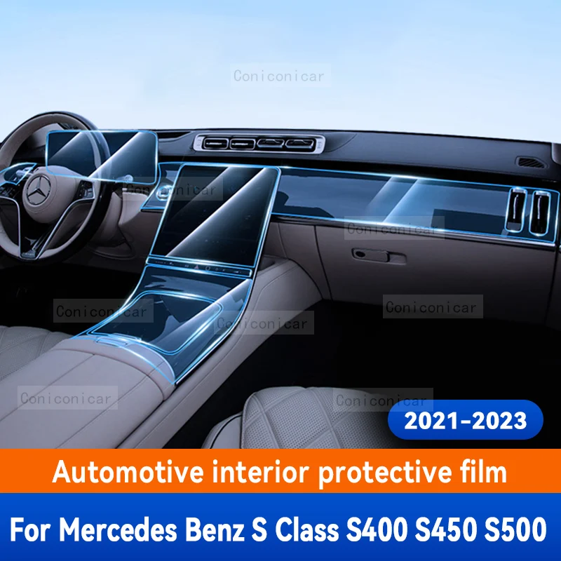 

For Mercedes-Benz Classe S 2021-2023 W223 Car Interior Center Console Transparent TPU Protective Film Anti-scratch Repair Film