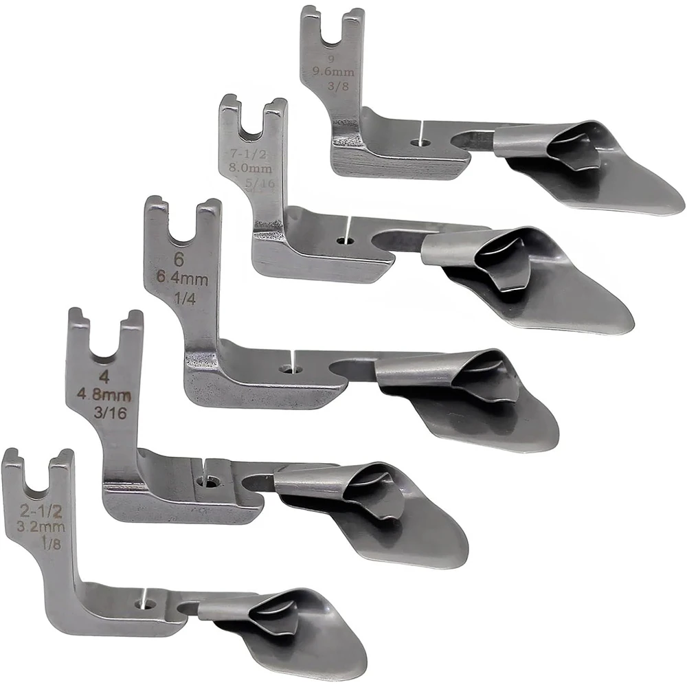 

Curved Scroll Hemmer Foot Hem Pull Tube Presser Foot Silk Chiffon Skirt Crimping Foot For Industrial Sewing Machines Accessories