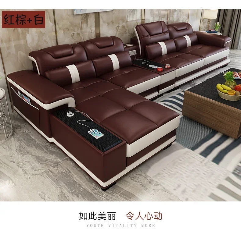 Living Room Sofa set furniture real genuine leather sofas recliner couch puff asiento muebles de sala canape L sofa cama