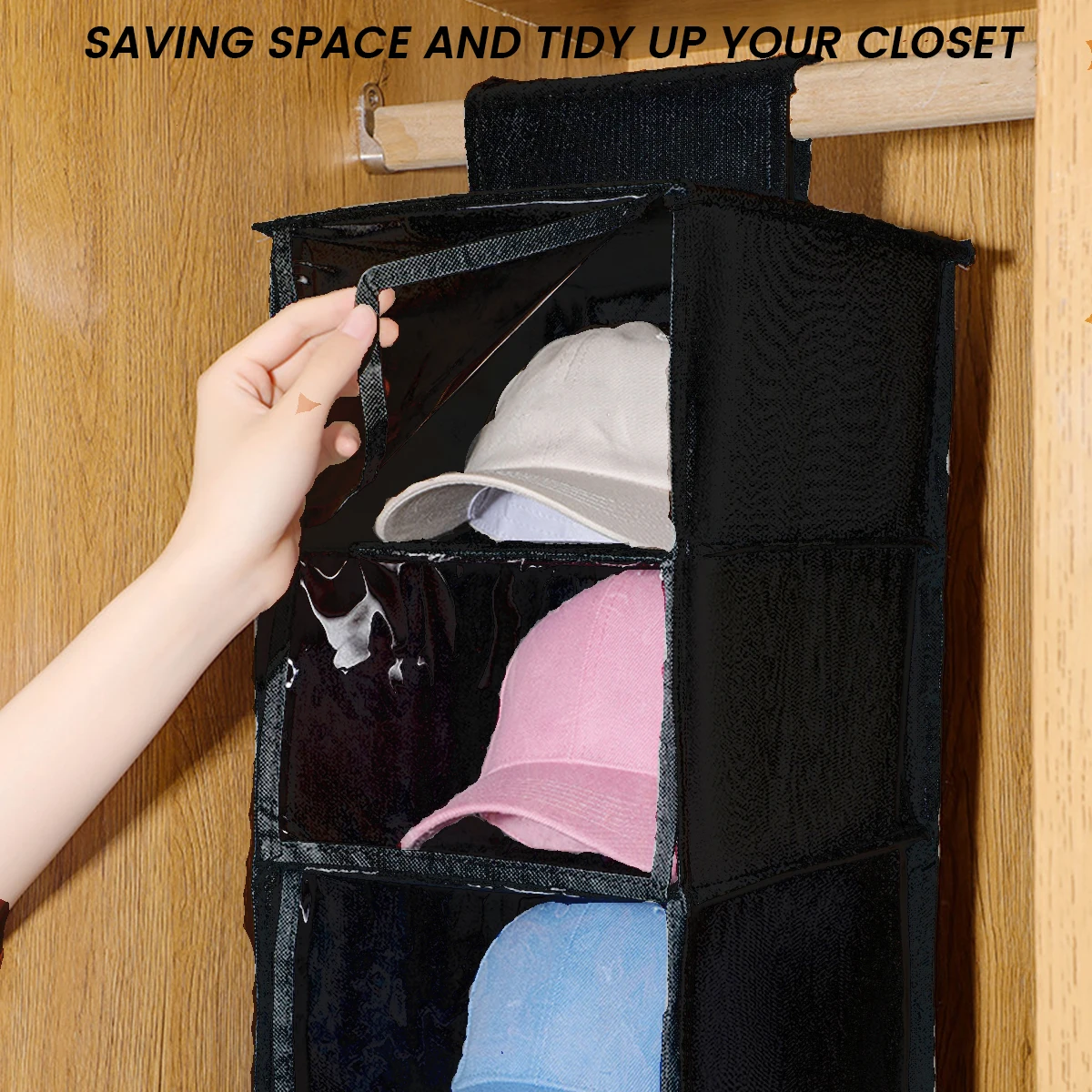 Hat Rack Storage Pockets Hanging Organizer Baseball Cap Holder Rack Hat Holder Toy Storage Organizer Underwear Storage Supplies