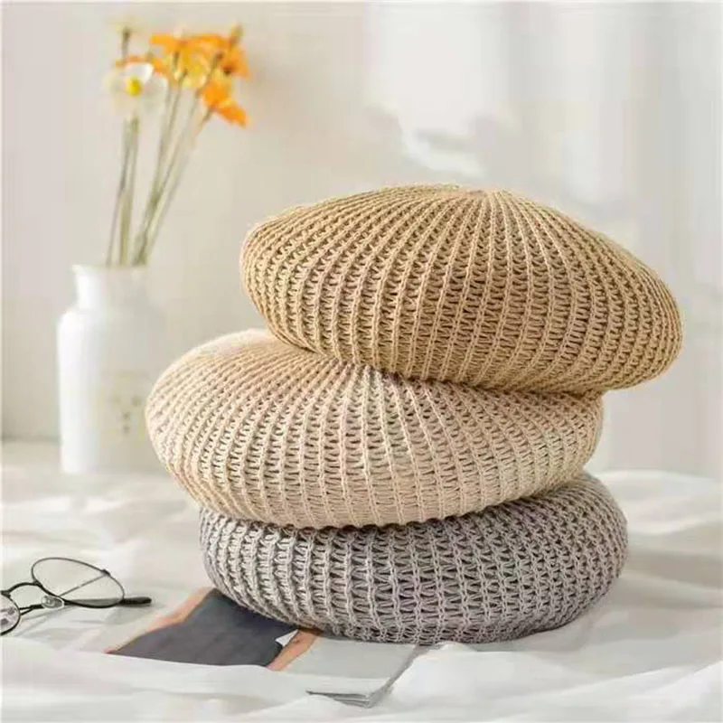 MAXSITI U Summer Breathable Cotton Linen Hollow Out Berets Caps For Women Girl Temperament Painter Hat Adjustable Accessories