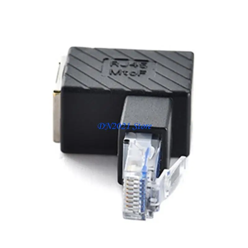 F3KE 90 Degree Rj45 Ethernet Adapter Male Female LAN 8P8C Crystal Extender