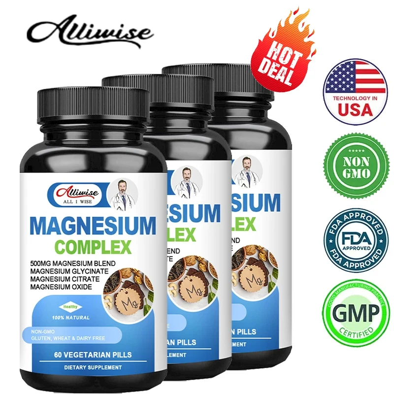 

Alliwise Magnesium Complex Capsules Muscle & Supplement Sleep Support Muscle Relaxation Stress & Anxiety Relief