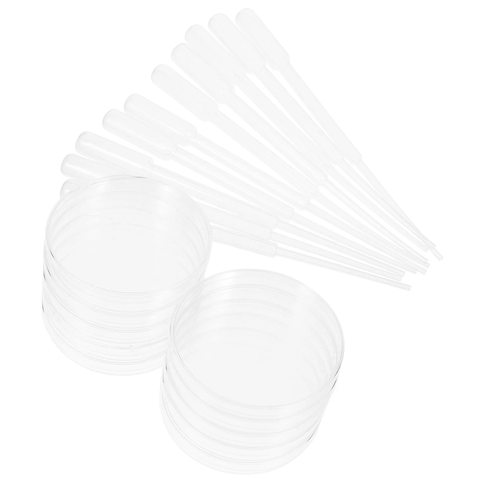 

Plastic Petri Dish Clear Experiment Dishes Mini Disposable Droppers Culture for Lab