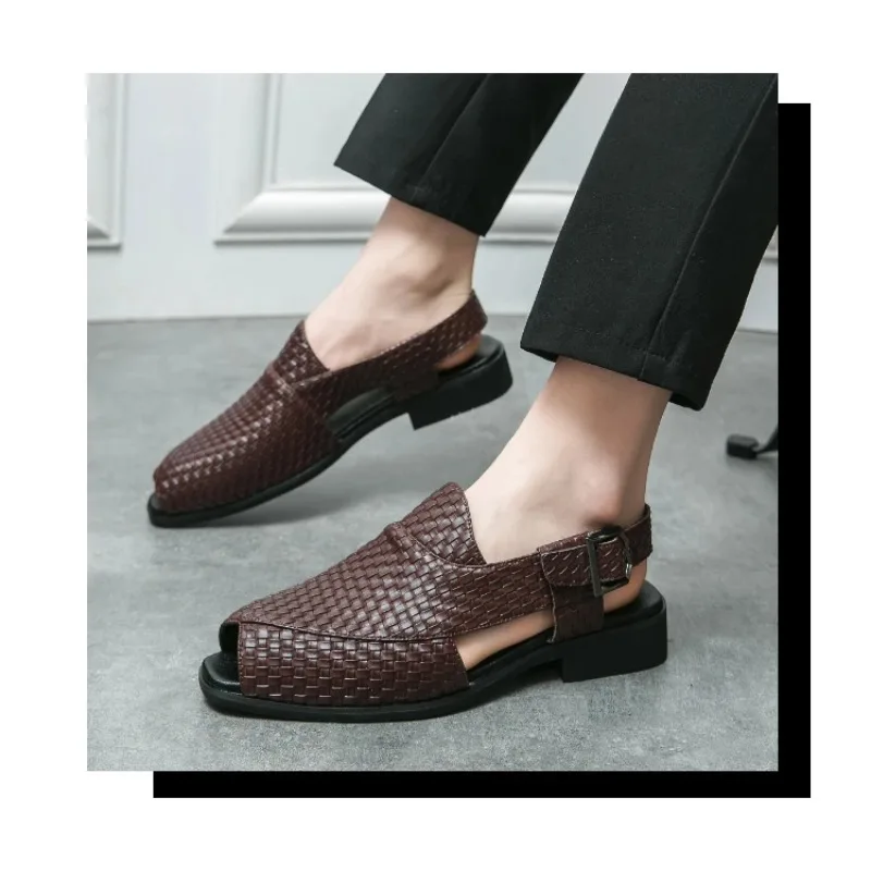 2026 Fashion Outdoor Dress Shoes Men Braided Design Slingback Dress Men's Sandals