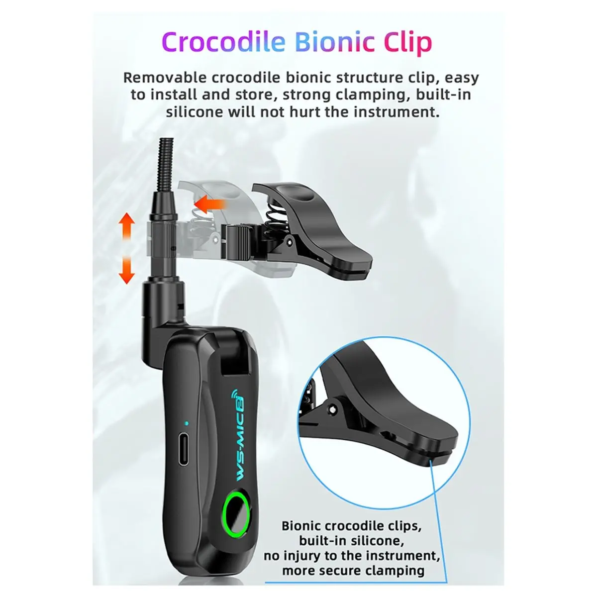 2.4GHz Mic Wireless Guitar System Rechargeable Audio Wireless Guitar Transmitter Receiver for Guitar Electric Instrument