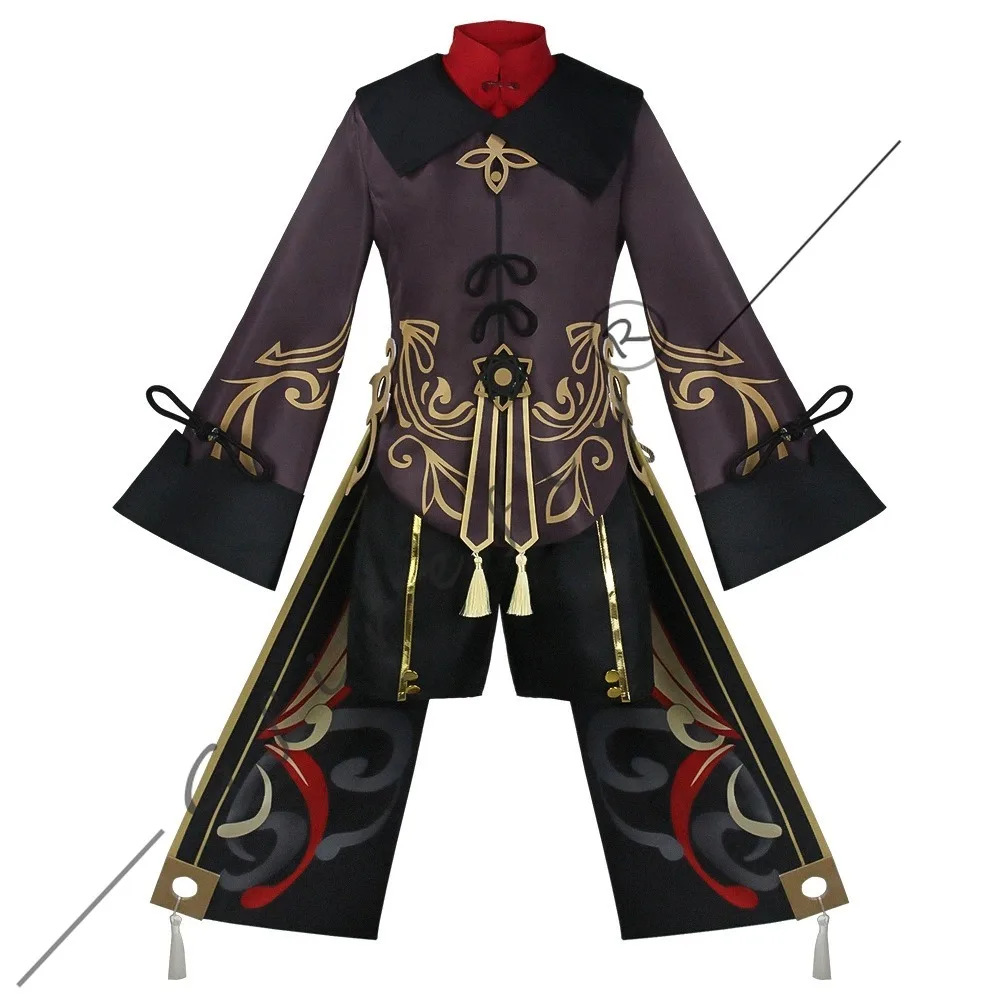 Immagine 7: Costume Cosplay Completo di Hu Tao da Genshin Impact con Cappotto, Cappello, Accessori e Parrucca per Halloween, Spettacoli e Convention Anime