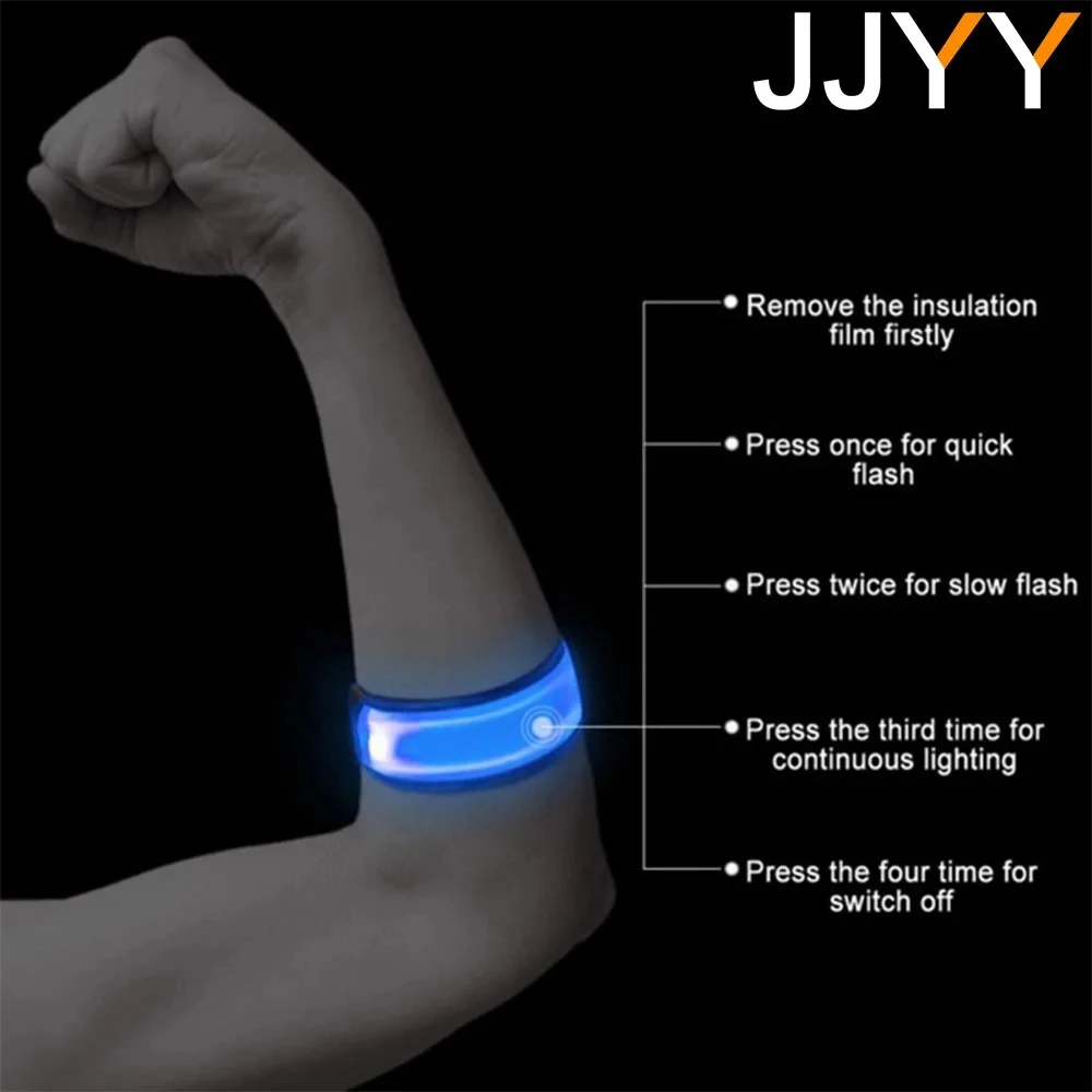 JJYY-Outdoor Sports Braçadeira com Luz LED, Noite De Corrida, USB Recarregável, Cinto De Segurança, Braço, Perna, Pulseira De Aviso, Ciclismo, Bicicleta, 1Pc