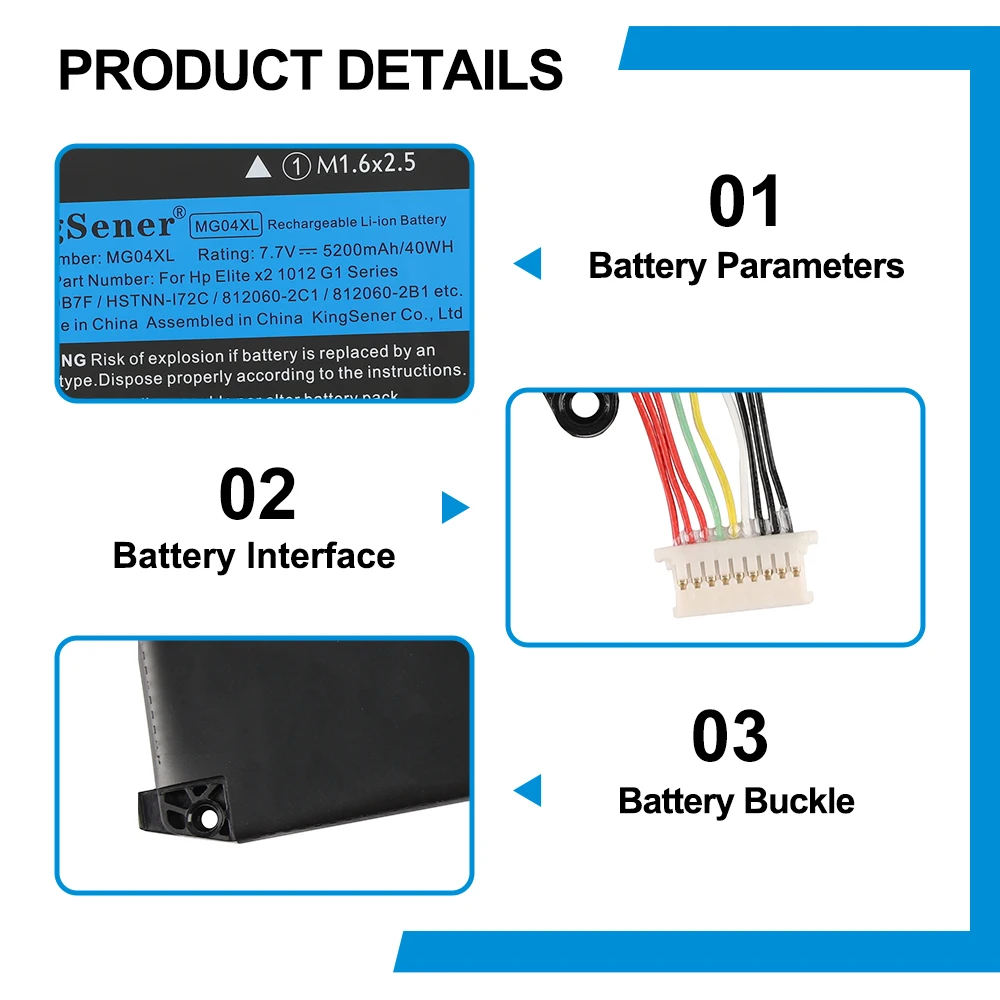 KingSener Replacement MG04XL Battery for HP Elite X2 1012 G1 Series Laptop 812060-2B1 812060-2C1 812205-001 HSTNN-DB7F 7.7V 40Wh