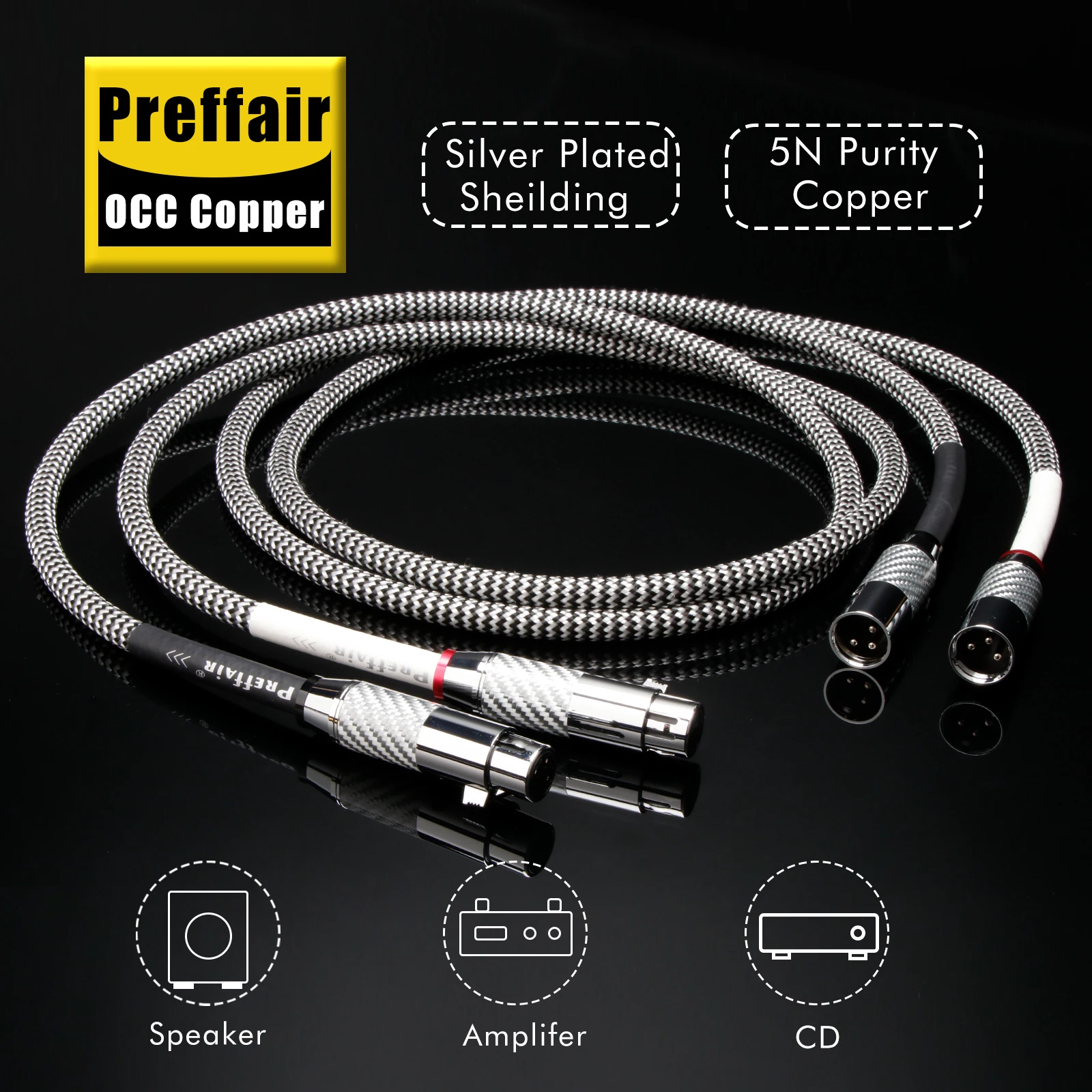 Pair XLR Cable 7N OCC Silver Plated with Dual Shielding Balanced cable Anti-interference Cable Mixer Microphone Balance Line