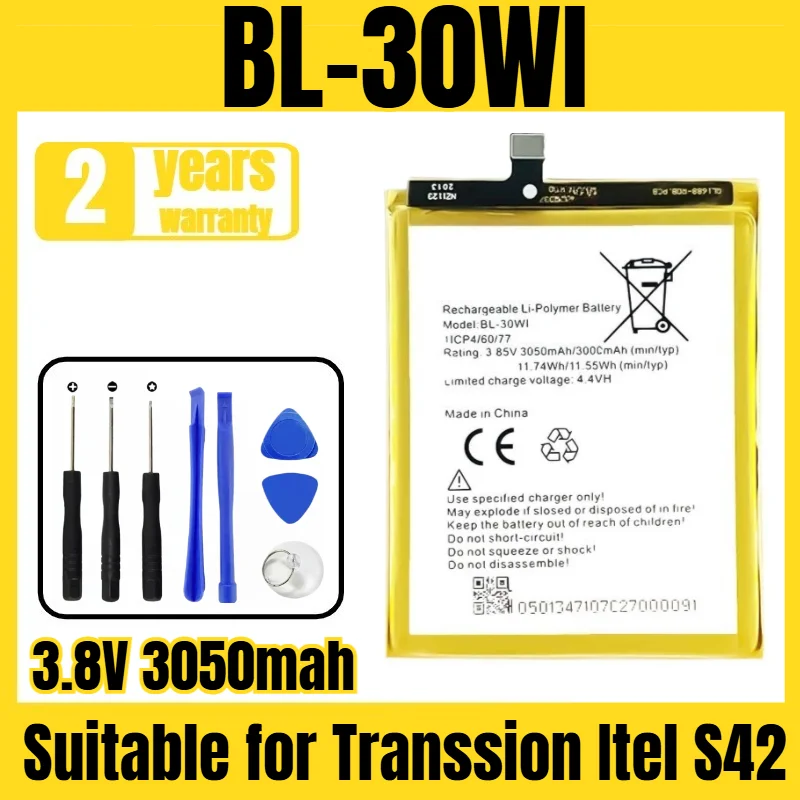 

BL-30WI Transsion mobile phone battery,suitable for Transsion Itel S42 battery,new large capacity,free tool 3.8V 3050mah