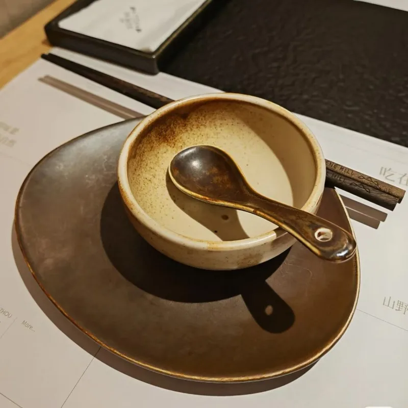 

HYS new Chinese creative hot pot barbecue mountain slowly set the same table bone saucer water cup spoon bowl four-piece set