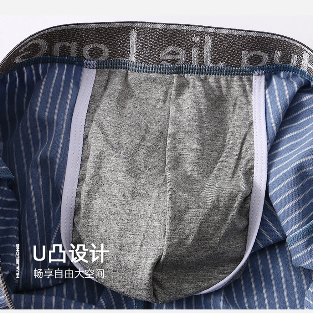 3PCS/Pack M-3XL 100% Cotton Soft Pajamas Shorts Mens Loose Breathable U Crotch Bottoms Underwear Fashion Striped Boxers Hombre