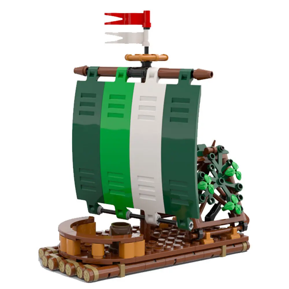 206 Pieces MOC Forestmen Raft Model Building Block Toys Boat Sailboat Assembling Brick Set for Collection MOC-120288